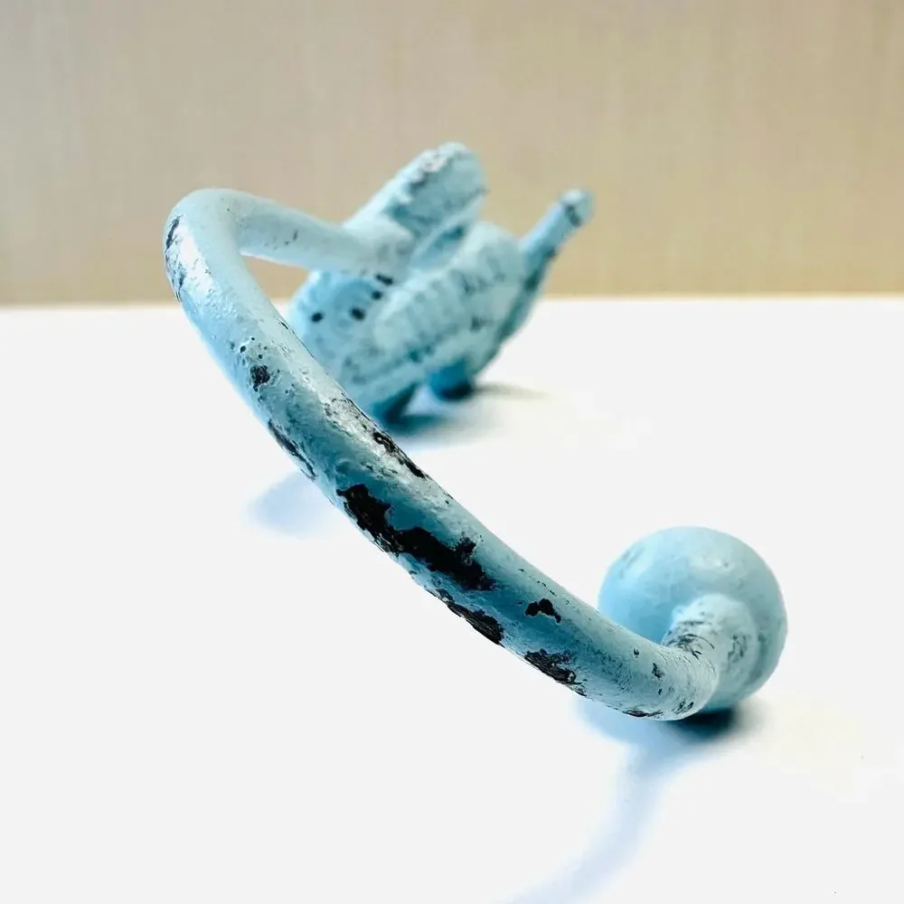 Vintage Blue Seahorse Wall Hook Ocean Theme Decor